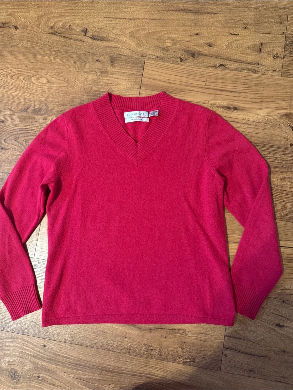 Pursuits Ltd 100% Cashmere Pink V Neck Sweater Medium